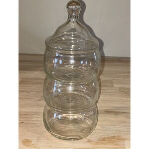 Vintage 3 Tier Candy Trinket Dish Set w/Lid Etched Floral Glass